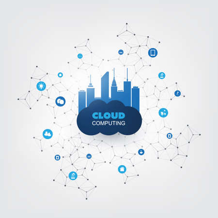 Cloud Computing Design Concept with Icons - Digital Network Connections, Technology Background