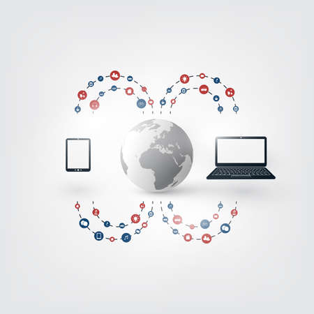 Global Digital Network Connections, Technology Backgroundのイラスト素材
