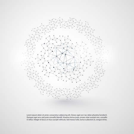 Black and White Modern Minimal Style Cloud Computing, Networks Structure, Telecommunications Concept Design, Network Connections, Transparent Geometric Wireframeのイラスト素材