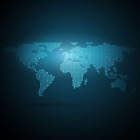 Global Networks, Resources - Abstract Technology Concept  with Spotted World Mapのイラスト素材
