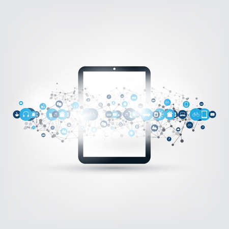 Internet of Things, Cloud Computing Design - Smart Devices, IoT, Digital Communication Conceptのイラスト素材