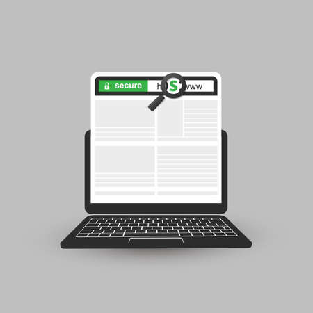 Secure Networks, Safe Browsing, Digital Communication on Mobile Computerのイラスト素材