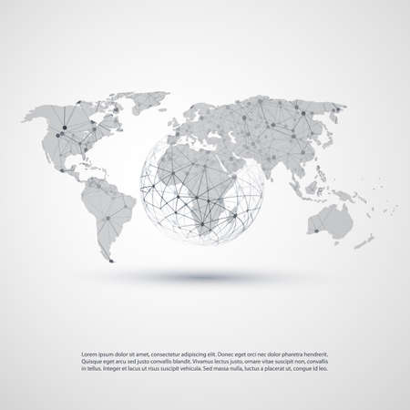 Networks Concept with World Map - Global Resources, Business Communication, Technology Templateのイラスト素材