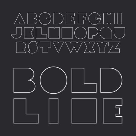 Modern Black and White Bold Font Set Design - Line Art Styleのイラスト素材