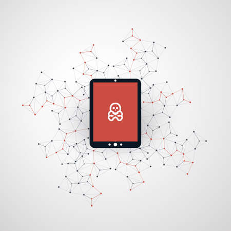 Network Vulnerability - Virus, Malware, Ransomware, Fraud, Spam, Phishing, Email Scam, Hacker Attack - IT Security Concept Designのイラスト素材