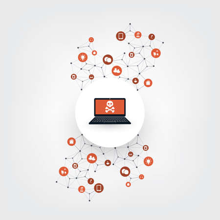 Network Vulnerability, Vulnerable Smart Devices - IT Security Concept Designのイラスト素材