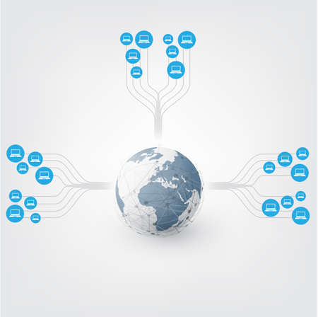Networks - Abstract Cloud Computing and Global Network Communication Concept Design with Global Connectionsのイラスト素材