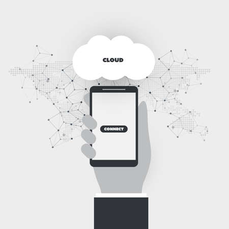 Cloud Computing, Digital Communication, Business Management Design Concept - Global Network Connections, Technology Backgroundのイラスト素材