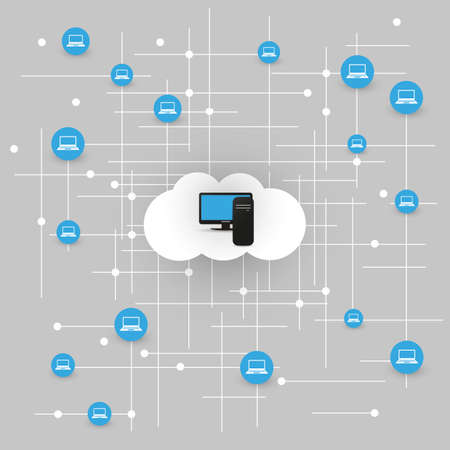 Cloud Computing Design Concept - Digital Network Communication, Technology Background.