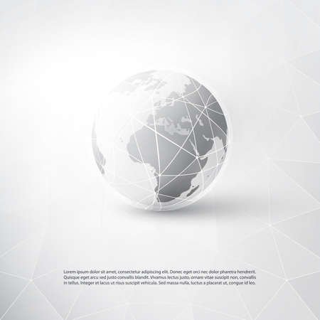 Black and White Modern Minimal Style Cloud Computing, Networks Structure, Telecommunications Concept Design, Network Connections, Transparent Geometric Wireframeのイラスト素材