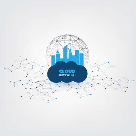 Cloud Computing Design Concept with Icons - Digital Network Connections, Technology Backgroundのイラスト素材