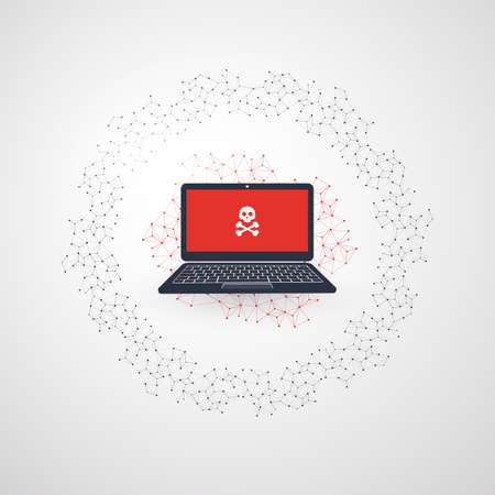 Network Vulnerability - Virus, Malware, Ransomware, Fraud, Spam, Phishing, Email Scam, Hacker Attack - IT Security Concept Design,のイラスト素材