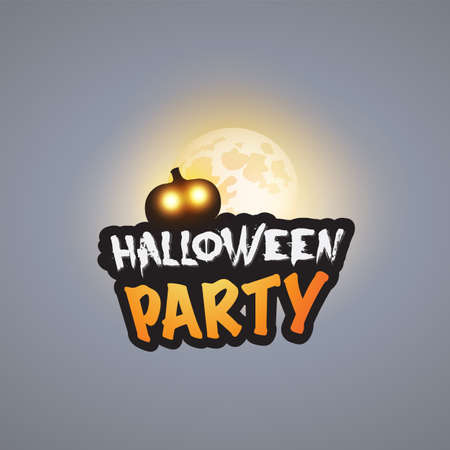 Halloween Party Card Template - Pumpkin with Glowing Eyesのイラスト素材