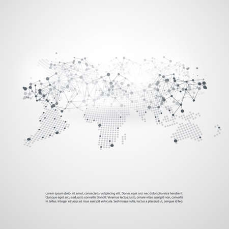Cloud Computing and Networks with World Map.のイラスト素材