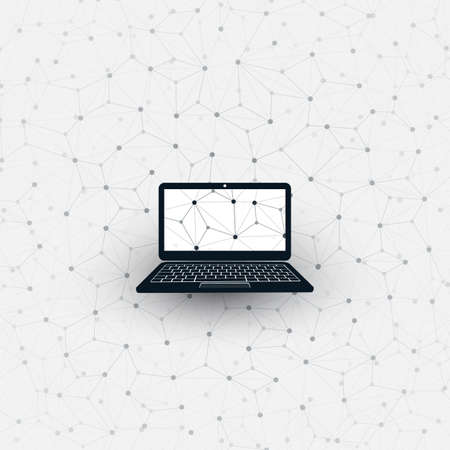 Abstract Cloud Computing and Global Network Connections Concept Design with Laptop Computer,のイラスト素材