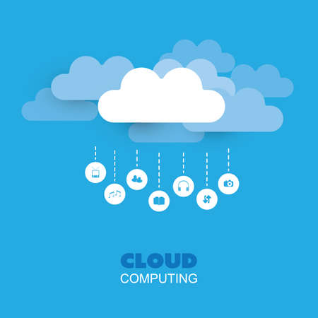 Cloud Computing Design Concept, Technology Backgroundのイラスト素材