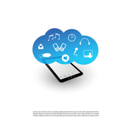 Cloud Computing Design Concept - Digital Network Connections, Technology Backgroundのイラスト素材