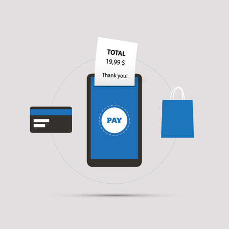 Mobile Payment, Online Shopping and E-Commerce Design Conceptのイラスト素材