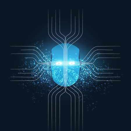 Abstract Machine Learning, Artificial Intelligence and Networks Design Concept with Network Mesh and...