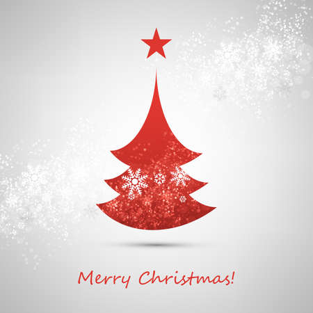 Colorful Happy Holidays, Merry Christmas Greeting Card With Label, Snowflake Patterned Christmas Tree Silhouetteのイラスト素材