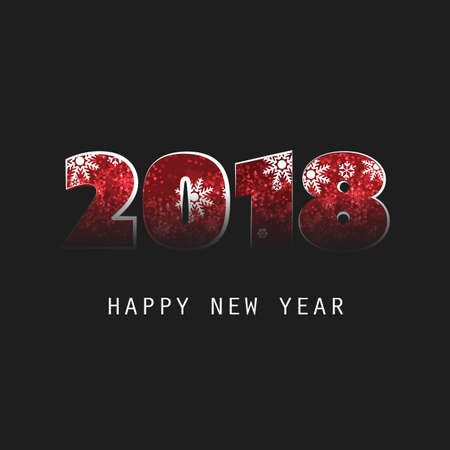 Simple Black And Red New Year Card, Cover or Background Design Template - 2018のイラスト素材