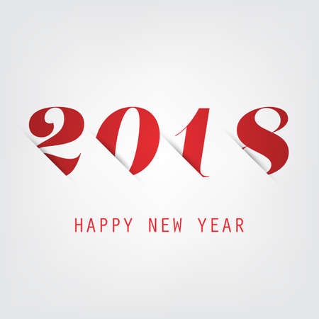 Simple Red New Year Card, Cover or Background Design Template - 2018のイラスト素材