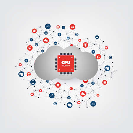 Password or data leak in cloud networks and applications. CPU bugs and vulnerabilities problem, IT...