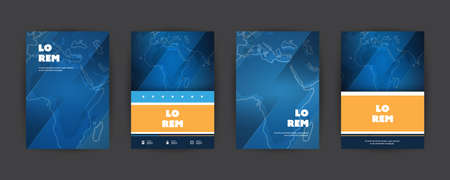 Four Modern Style Technology Flyer or Cover Designs for Your Business  Applicable for Banners.のイラスト素材
