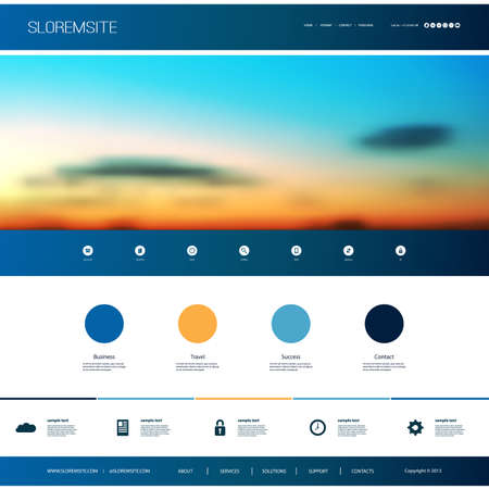Website Design Template for Your Business with Sunset Sky Image Background  about Dusk, Clouds, Sunlightのイラスト素材