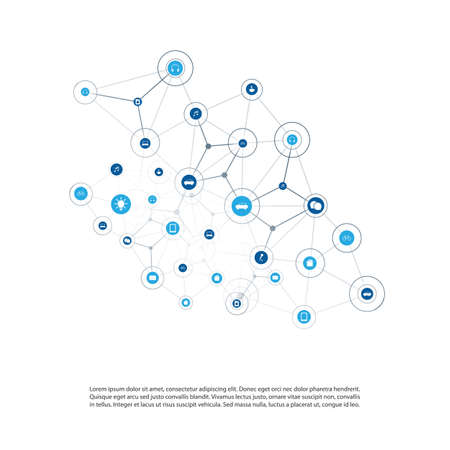 Cloud Computing, Network Connections, Digital Communication Concept Designのイラスト素材