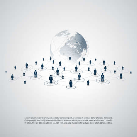Business Connections - Abstract Cloud Computing and Global Network Communication Concept Design with Earth Globeのイラスト素材