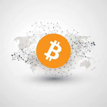 Networks - Business and Global Financial Connections, Crypto Currency, Bitcoin Trading, Online Banking and Money Transfer Concept Designのイラスト素材