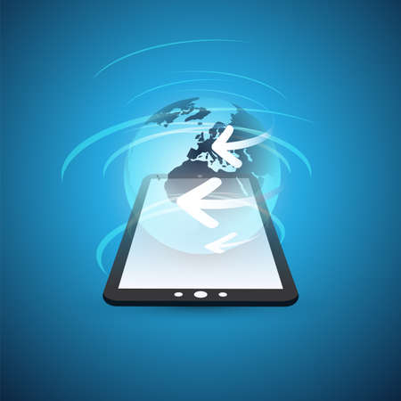 Global Connections, Technology Background - Modern Style Concept Design, Template with Earth Globeのイラスト素材