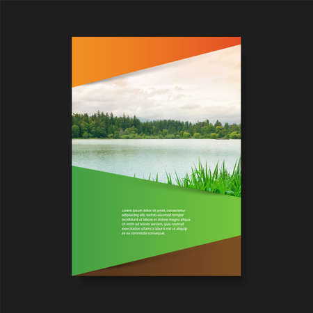 Modern Style Flyer or Cover Design for Your Business with Riverside Image - Applicable for Reports, Presentations, Placards, Posters, Travel Guidesのイラスト素材