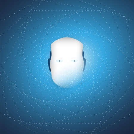 Machine Learning, Artificial Intelligence and Networks Design Concept with Spiral Pattern and Robot Headのイラスト素材
