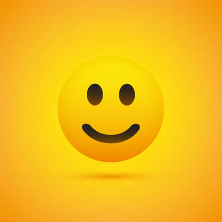 Smiling Emoji - Simple Happy Emoticon on Yellow Background - Vector Designのイラスト素材
