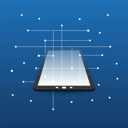 Cloud Computing Design Concept with Mesh and Tablet PC - Digital Network Connections, Technology Backgroundのイラスト素材