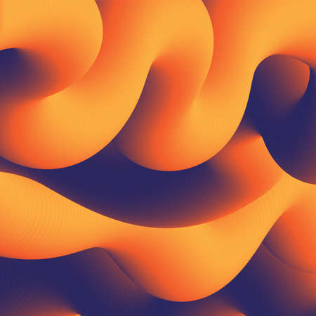 Background with Abstract Orange and Black 3D Curve Lines Pattern