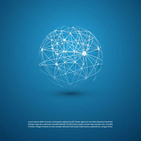 Global Networks - Transparent Wireframe Globe Design, Technology Templateのイラスト素材