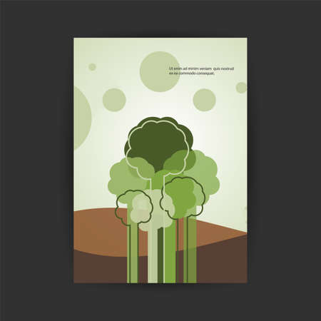 Abstract Eco Flyer or Cover Design with Hills and Treesのイラスト素材