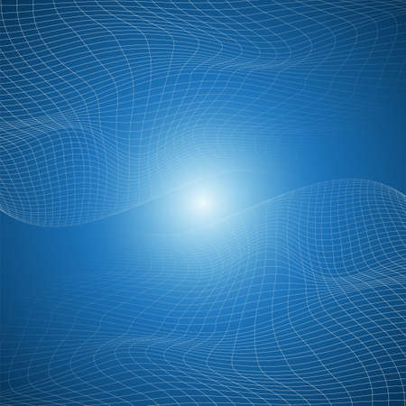 Futuristic Bright Technology, Networking Design Concept with Wavy 3D Mesh - Digital Network...