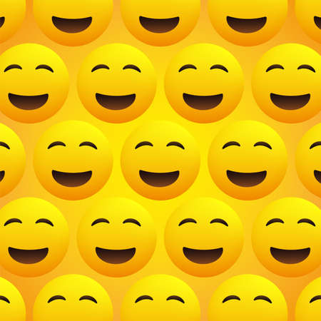 Yellow Smiling Faces - Emoji Pattern Backgroundのイラスト素材