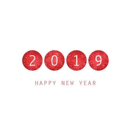 Simple White and Red New Year Card, Cover or Background Design Template - 2019のイラスト素材