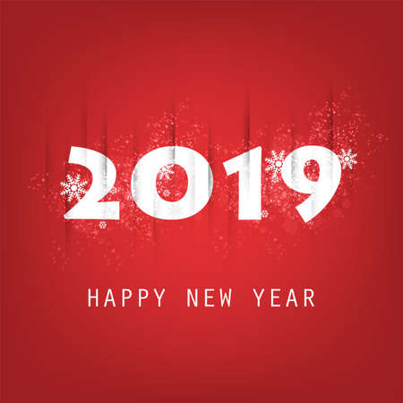 Best Wishes - Abstract White and Red Modern Style Happy New Year Greeting Card or Background, Creative Design Template - 2019のイラスト素材