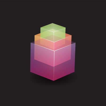 Abstract Colorful Geometric Polygonal, Cubic Shape on Black Background - Vector Illustrationのイラスト素材