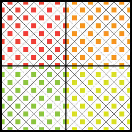 Four Seamless Abstract Backgrounds with Colorful Squares Patternのイラスト素材