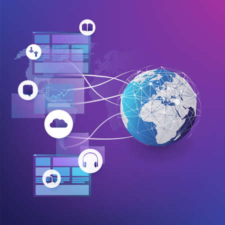 Internet of Things, Cloud Computing Design Concept with Icons - Digital Network Connections,...