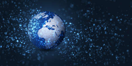 Earth Globe Design on Dark Sparkling Backgroundのイラスト素材