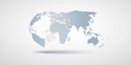 Earth Globe and World Map Design Layout - Global Business, Technology, Globalisation Concept, Vector Templateのイラスト素材