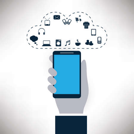 Internet of Things, Cloud Computing Design Concept with Icons - Digital Network Connections, Technology Backgroundのイラスト素材